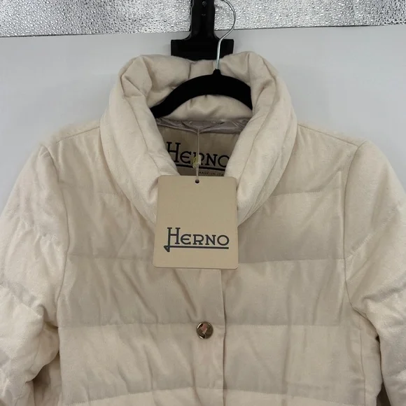 Herno Women's Piumino Donna Medio/Half Coat - Cream - 44or US 8 - NWT